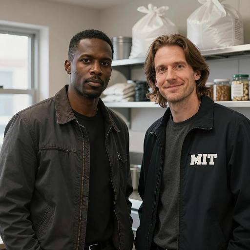 Diverse Duo in a Modern Kitchen Scene