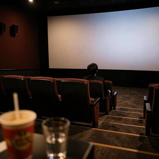 Solitary Silhouette in Dim Movie Theater