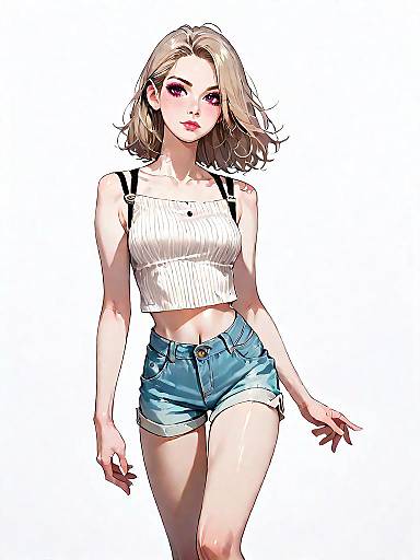 Stylish Young Woman in Summer Outfit