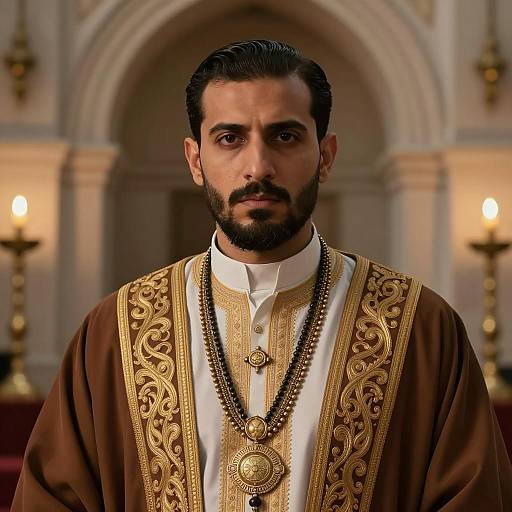Middle Eastern Priest in Ornate Traditional Robes