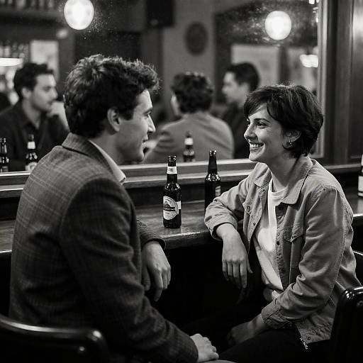 Bar Scene: B&W Portrait of Two Friends
