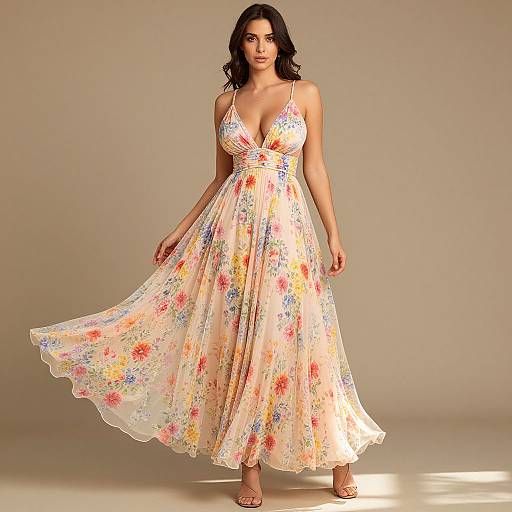 Elegant Floral Backless Dress Portrait