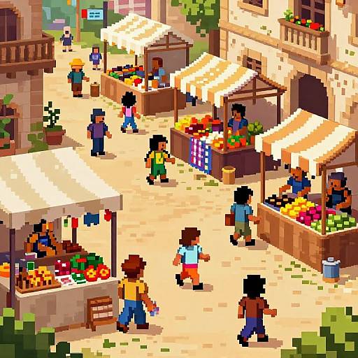 Lively Pixel Art Medieval Market