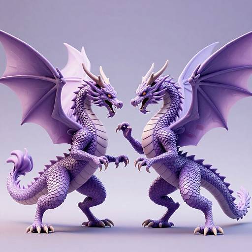 Hyper-Realistic Purple Japanese Dragons Battle