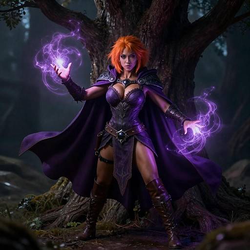 Cinematic Druid Sorceress Under Tree