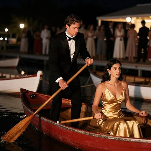 Elegant Dockside Nighttime Encounter