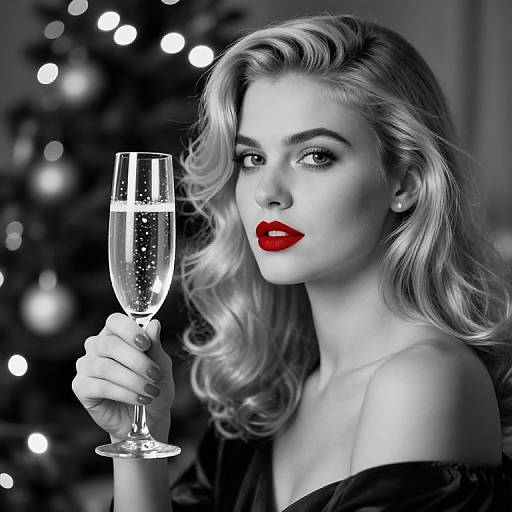 Monochrome Blonde with Red Lips