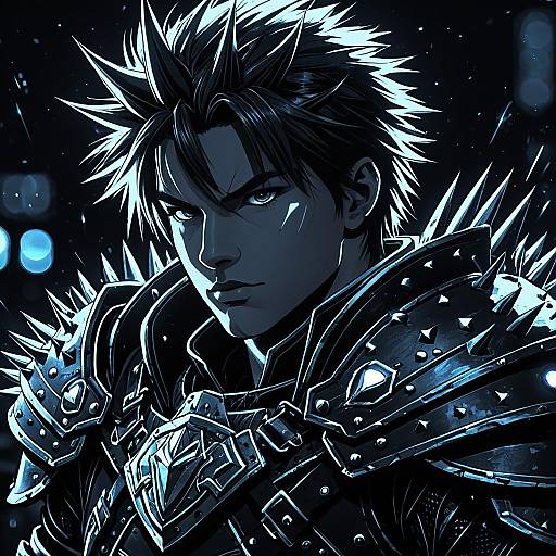 Manga Style Young Warrior with Spiked Armor