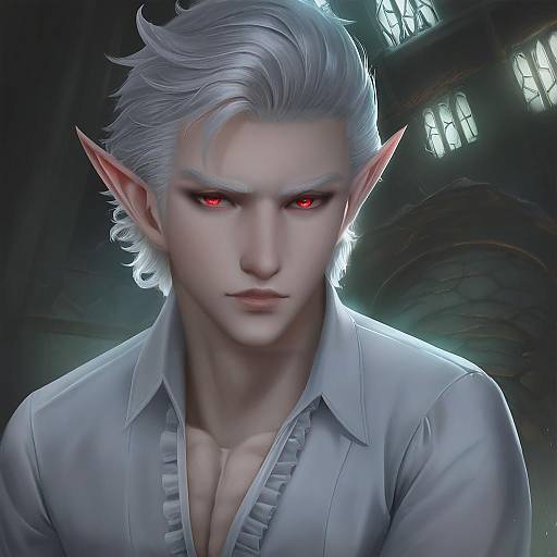 Illustration of Astarion, baldur's gate in the style of Limgae