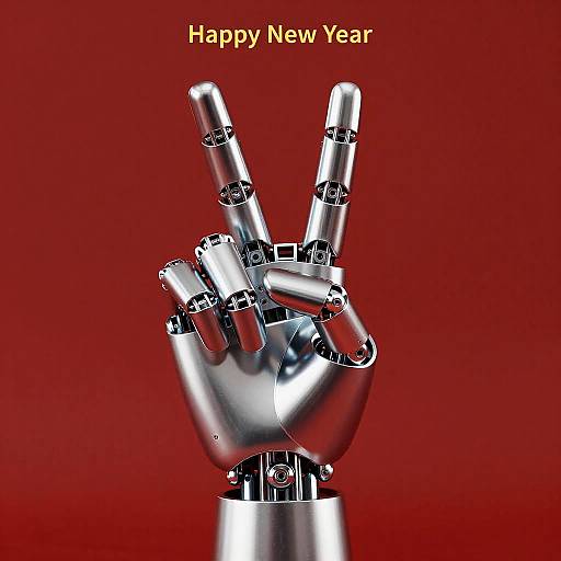 Robotic Hand Peace Sign New Year