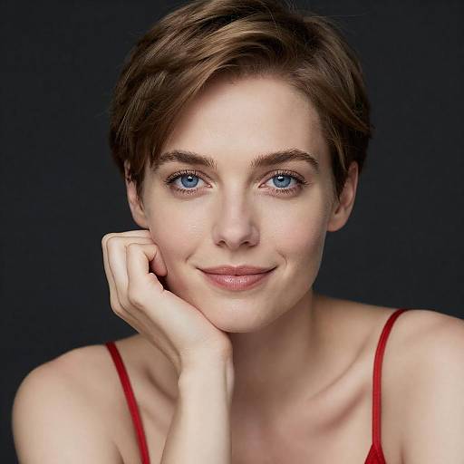 Smiling young woman with short hair