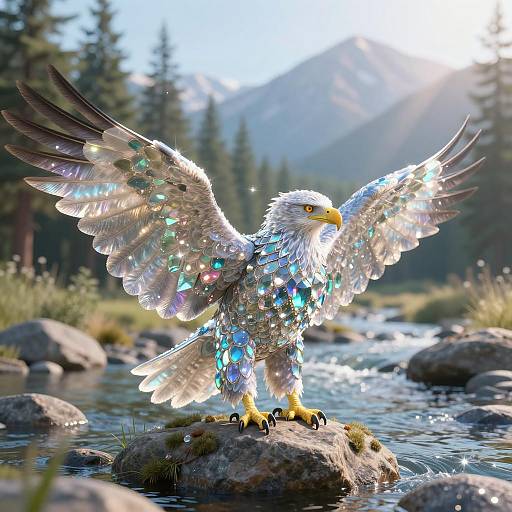 Crystalline Gemstone Eagle by River