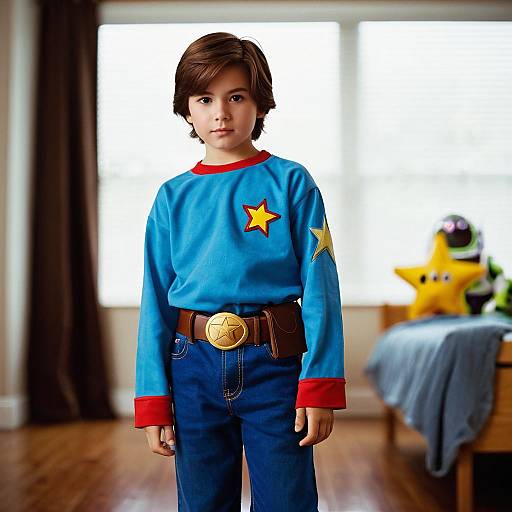 Boy in Toy Story Inspired Cowboy Costume