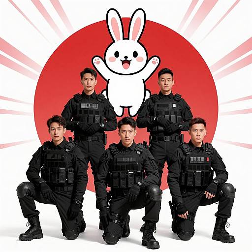 Tactical Team with Cartoon Bunny Background