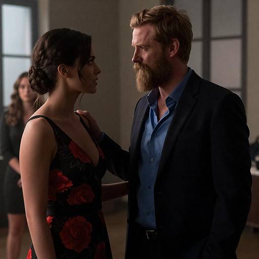 Man and Woman Having Intense Conversation Indoors