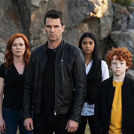 Serious Group Portrait in Rocky Landscape