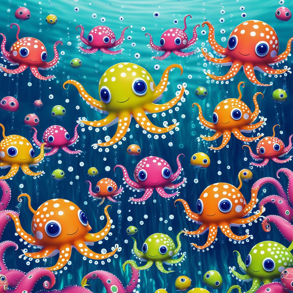 Whimsical Octopuses in Murky Waters