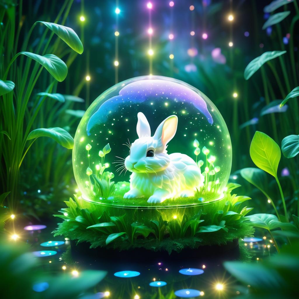 Surreal Floating Baby Rabbit in Garden