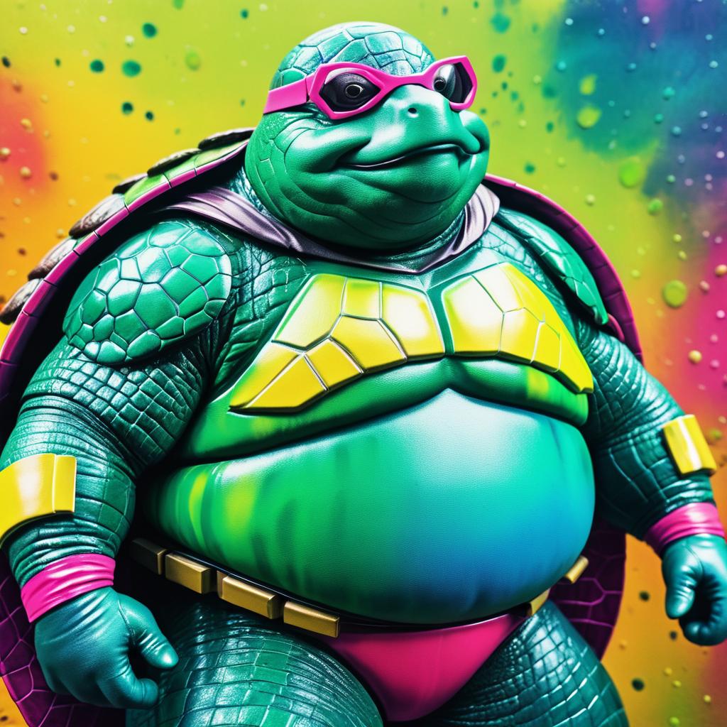 Vibrant Fat Turtle Superhero Artwork