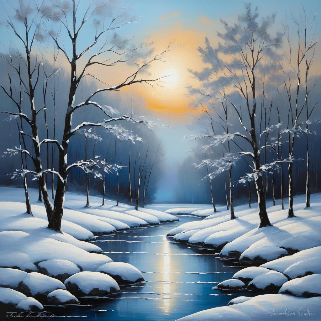 Enchanting Winter Twilight Painting