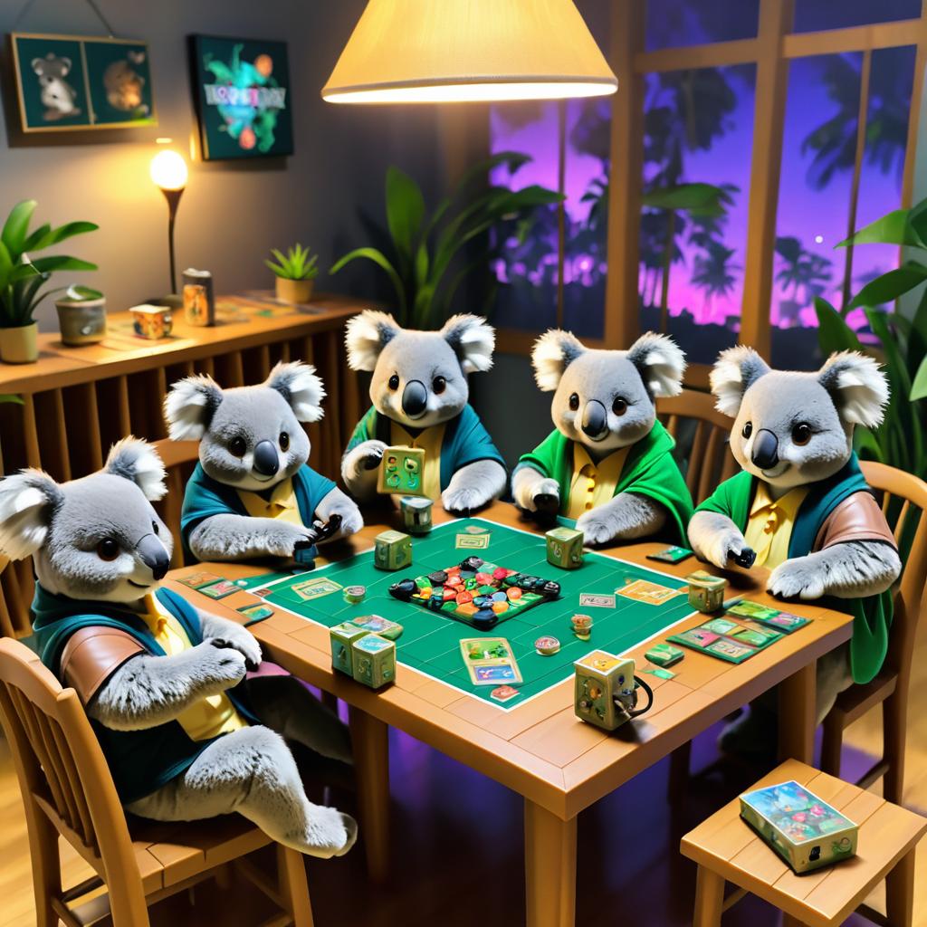 Koalas Enjoying a Cozy Game Night