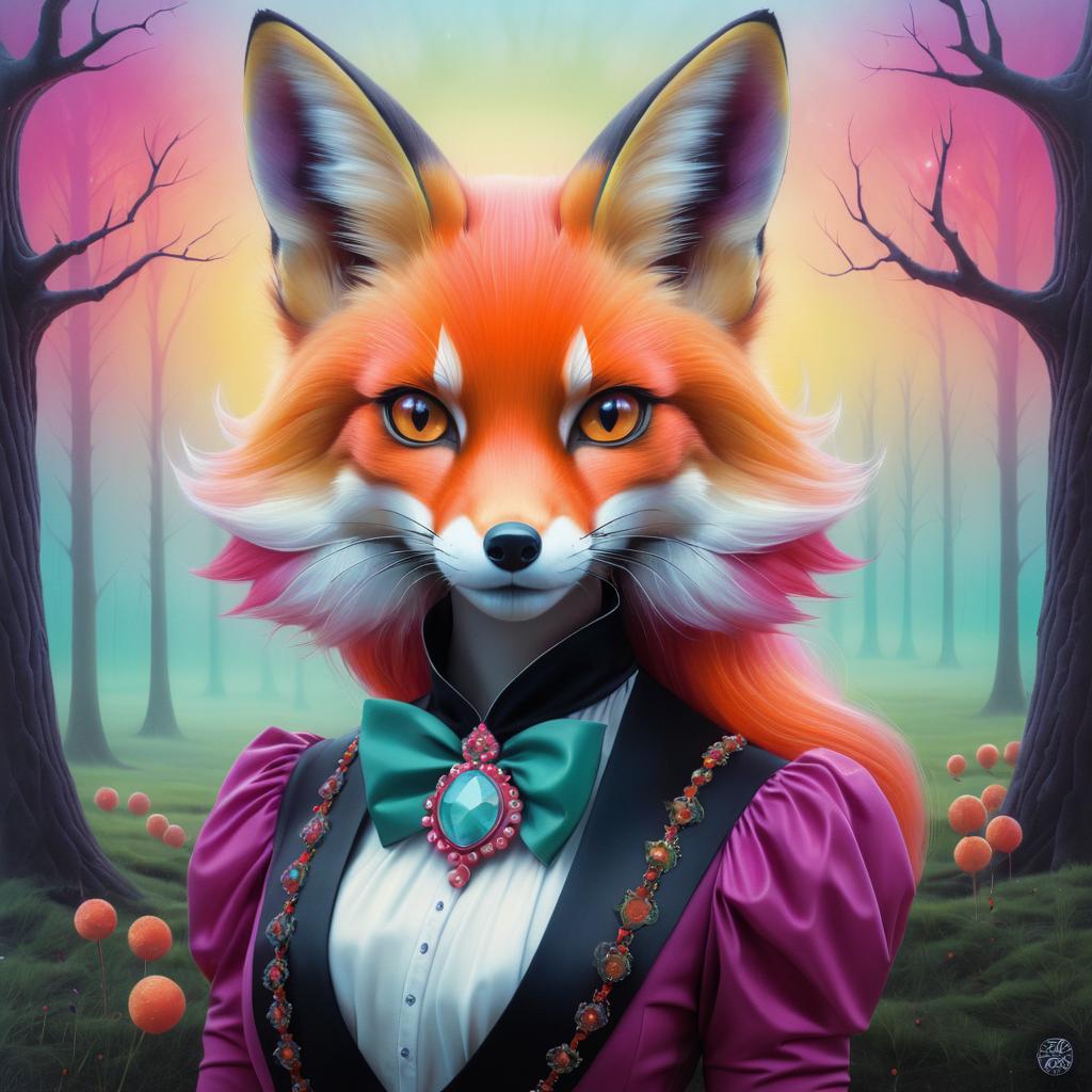 Vibrant Fox in Pop Surrealism Style