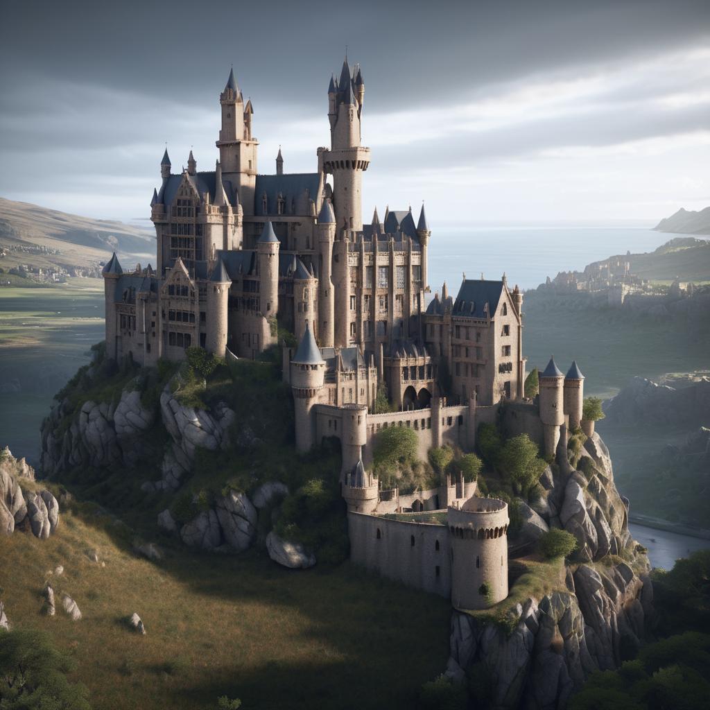 Cinematic Gaudí-Inspired Scottish Castle Art