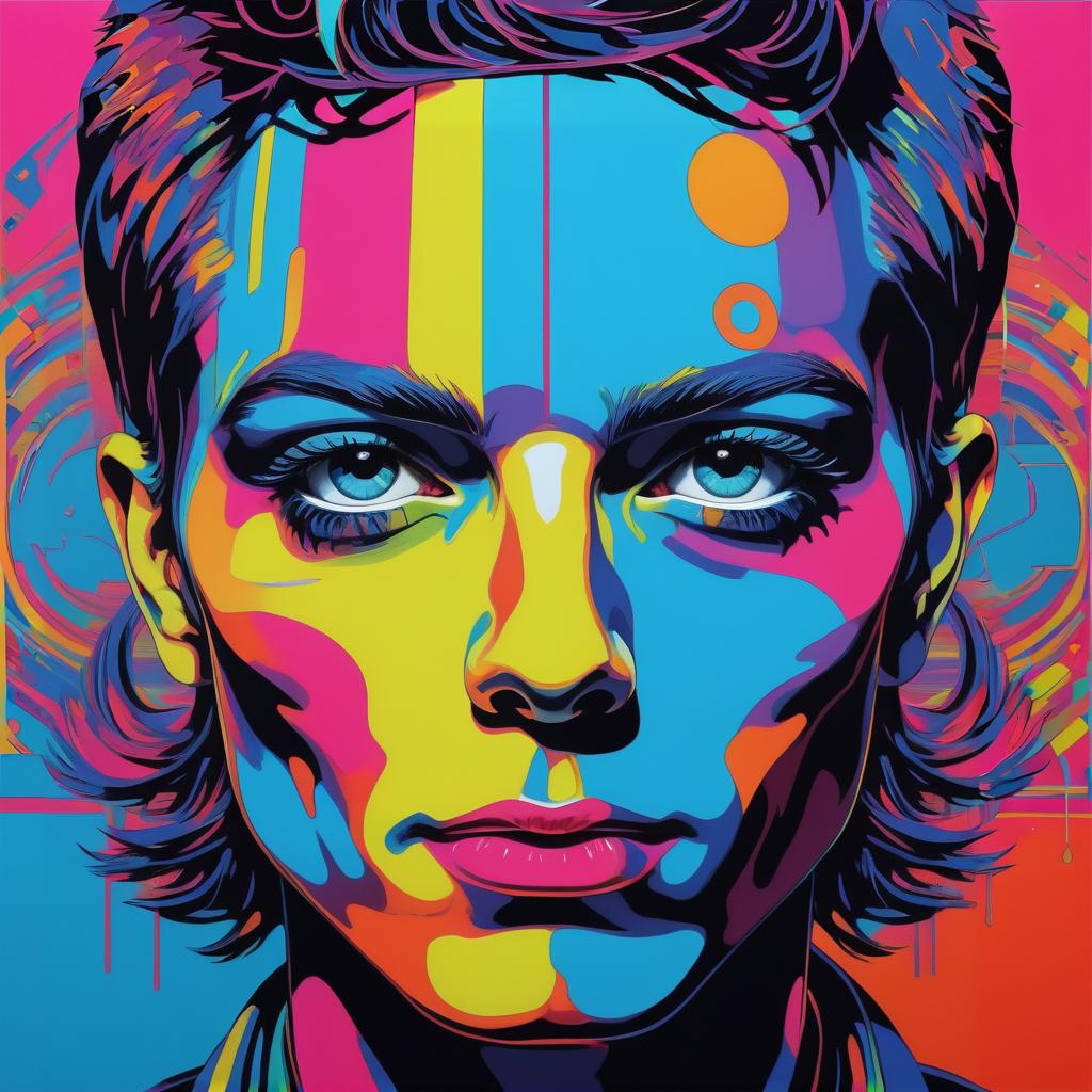 Vibrant Pop Art Portrait of Synthetic Human