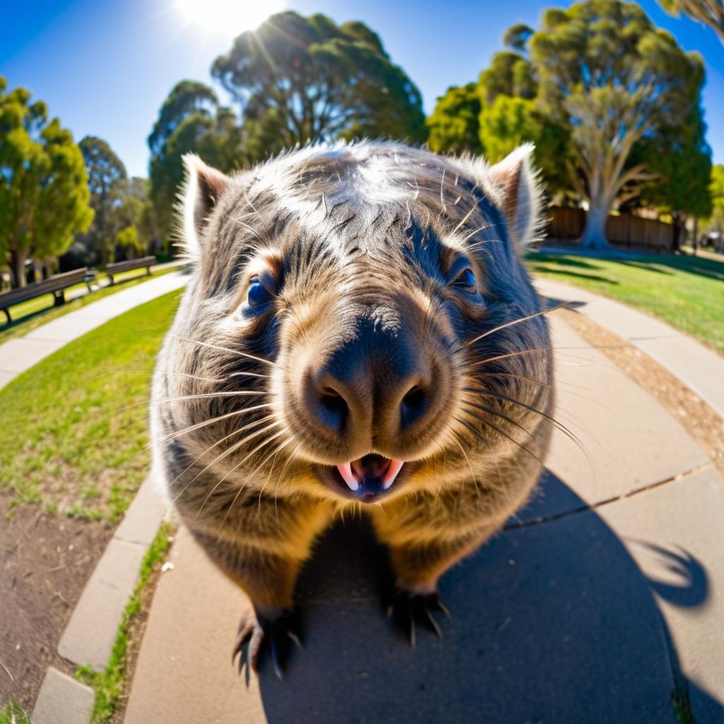 Ultra-Wide Fisheye Wombat Portrait