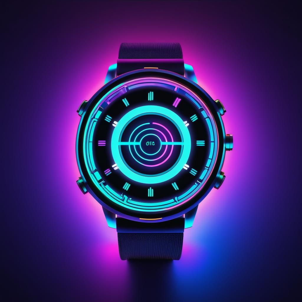 Cyberpunk Futuristic Smartwatch with Holograms