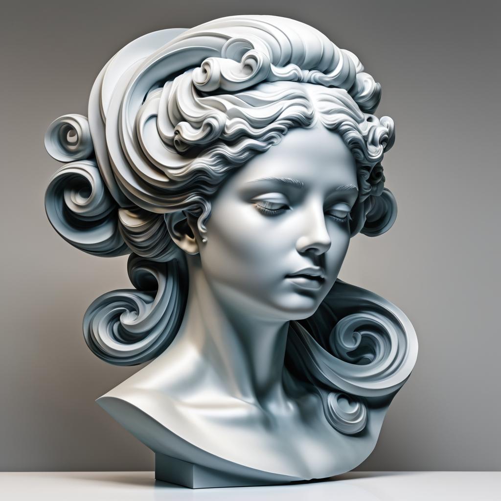 Neo-Classical Female Head Sculpture Artwork