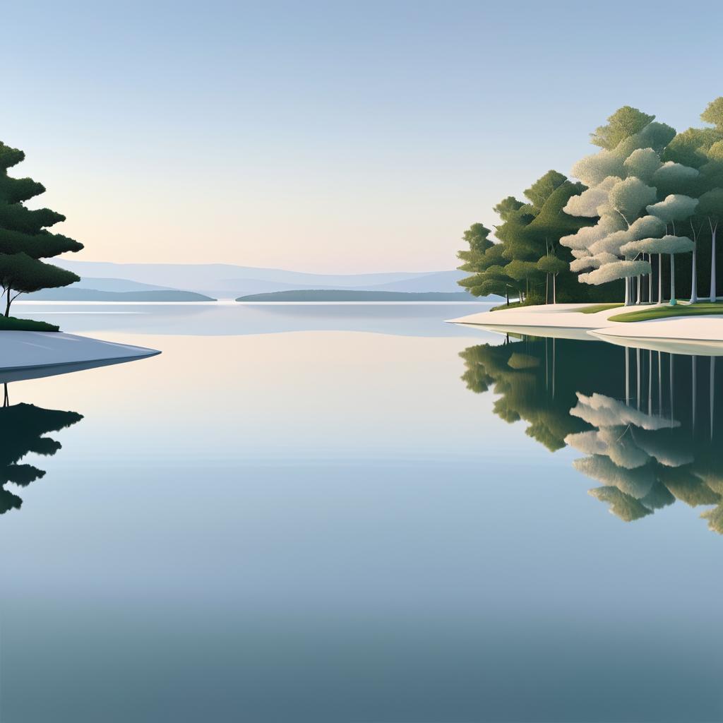 Serene Modernist Lakeside Landscape