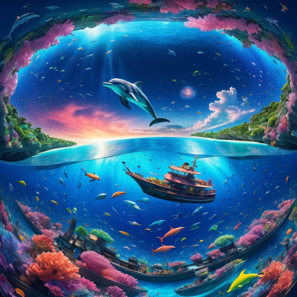 Enchanting Dolphin View Over Coral Reef