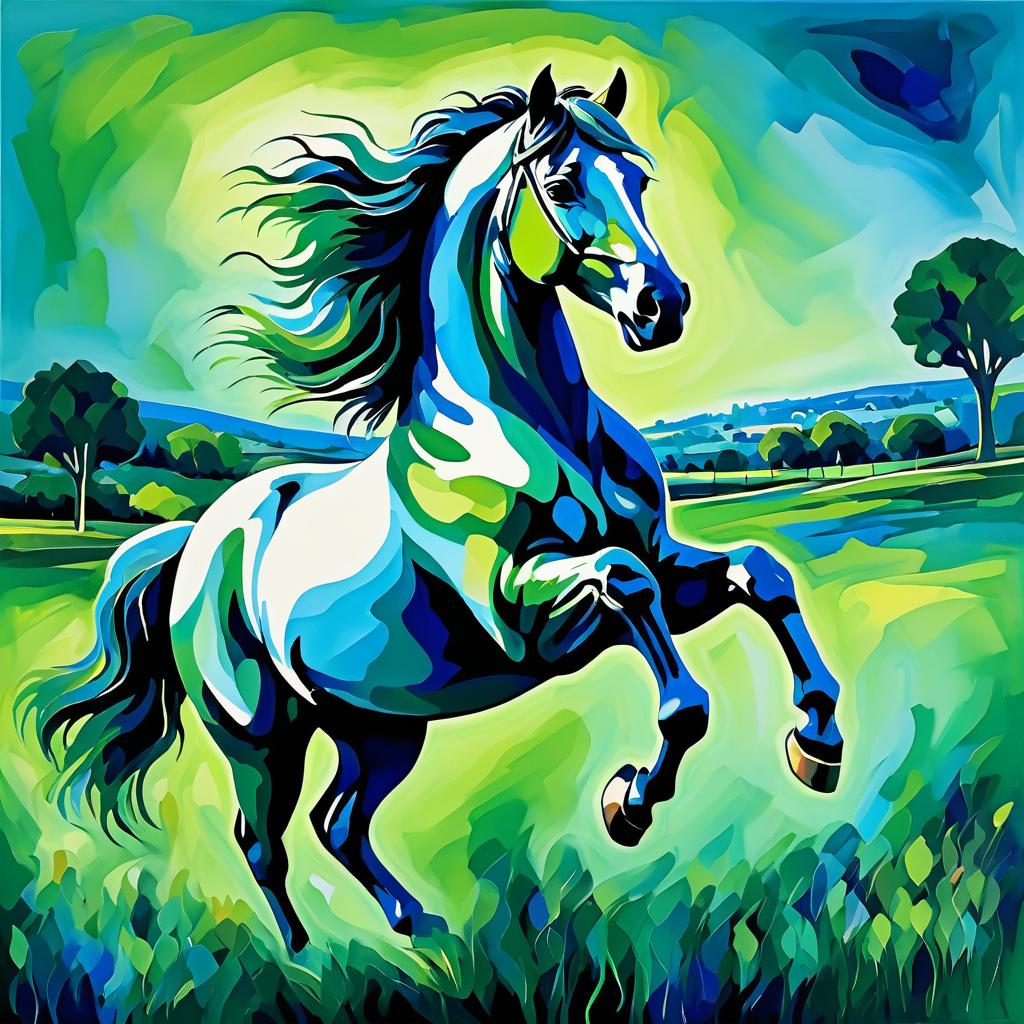 Vibrant Horse Painting with Delacroix Touches