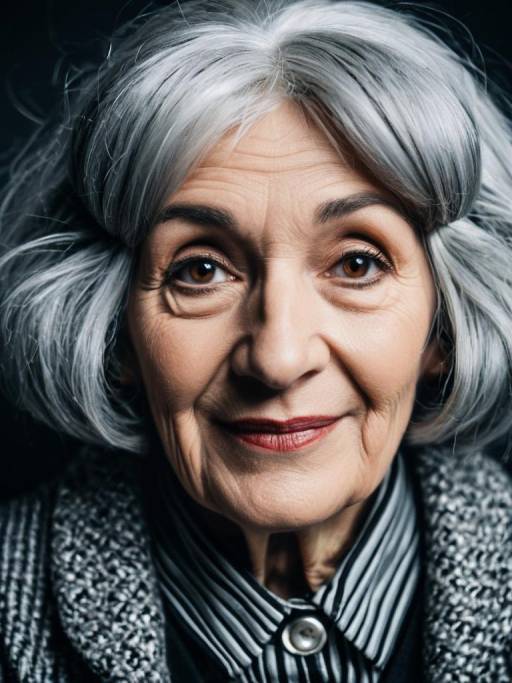 Portrait of Elderly Woman with Grey Hair