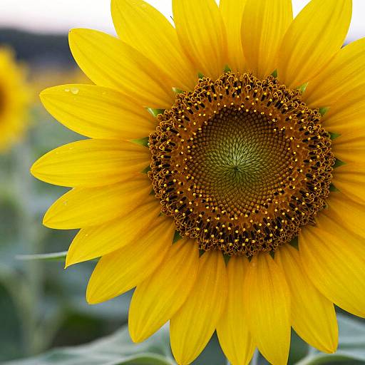 Macro Close-Up of Dewy Himawari Sunflower