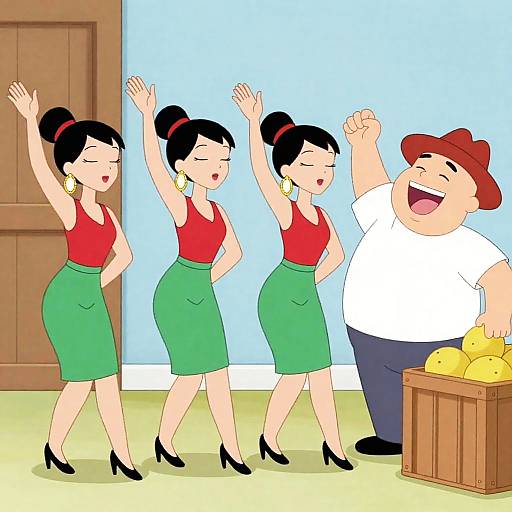 Colorful Dance Scene with Stylish Characters