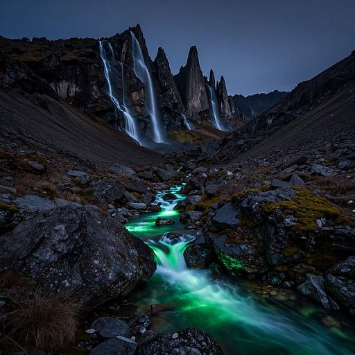 Bioluminescent Cascades on Jagged Peaks