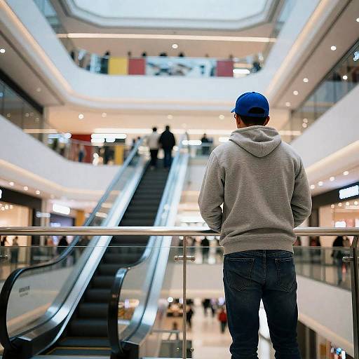 Mysterious Man in Vibrant Shopping Mall