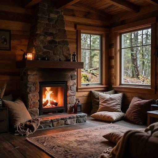 Cozy Rustic Cabin Interior Ambiance