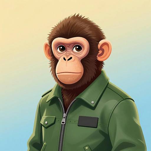 Serious Anthropomorphic Monkey Illustration