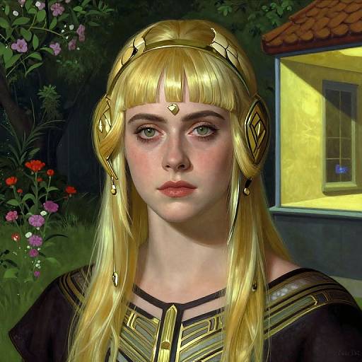 Elle Fanning in Art Deco Garden