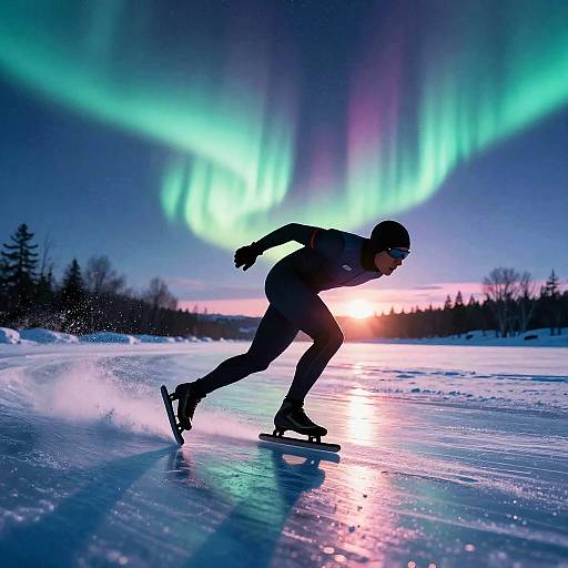 Aurora Speed Skater in Arctic Twilight