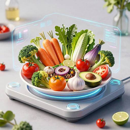 Cyberpunk AI Food Assembly Visualization