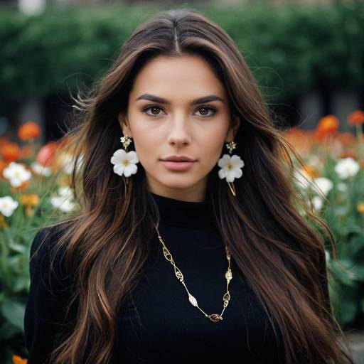 Young Woman with Floral Earrings Outdoors