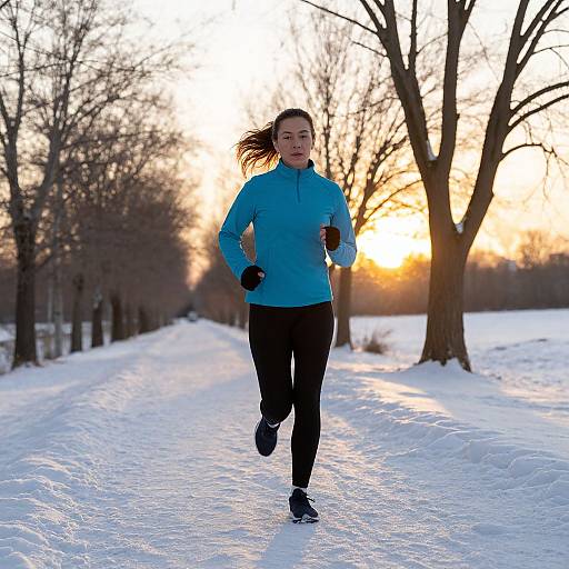 Energetic Winter Jogging at Sunset