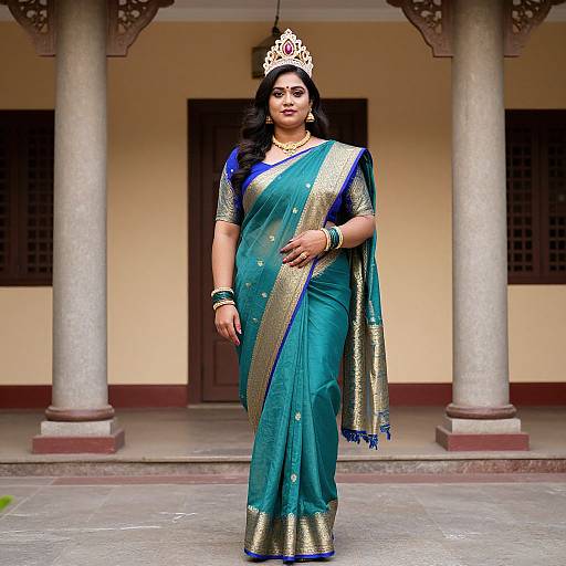 Plus Goddess in Sari and Crown