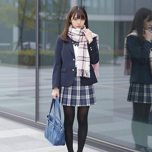 Stylish Japanese Woman in Urban Setting