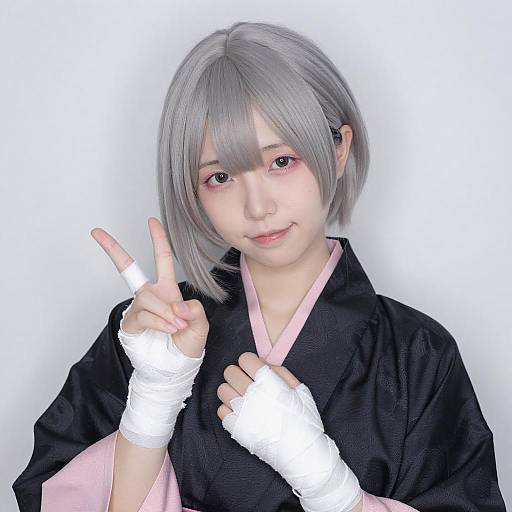 Young Woman in Japanese-Inspired Outfit