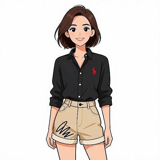 Smiling Woman in Preppy Outfit